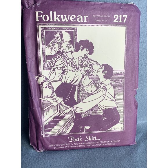 Folkwear Men and Women Poet's Shirt Sewing Pattern from Times Past 217 - Uncut - Picture 8 of 9